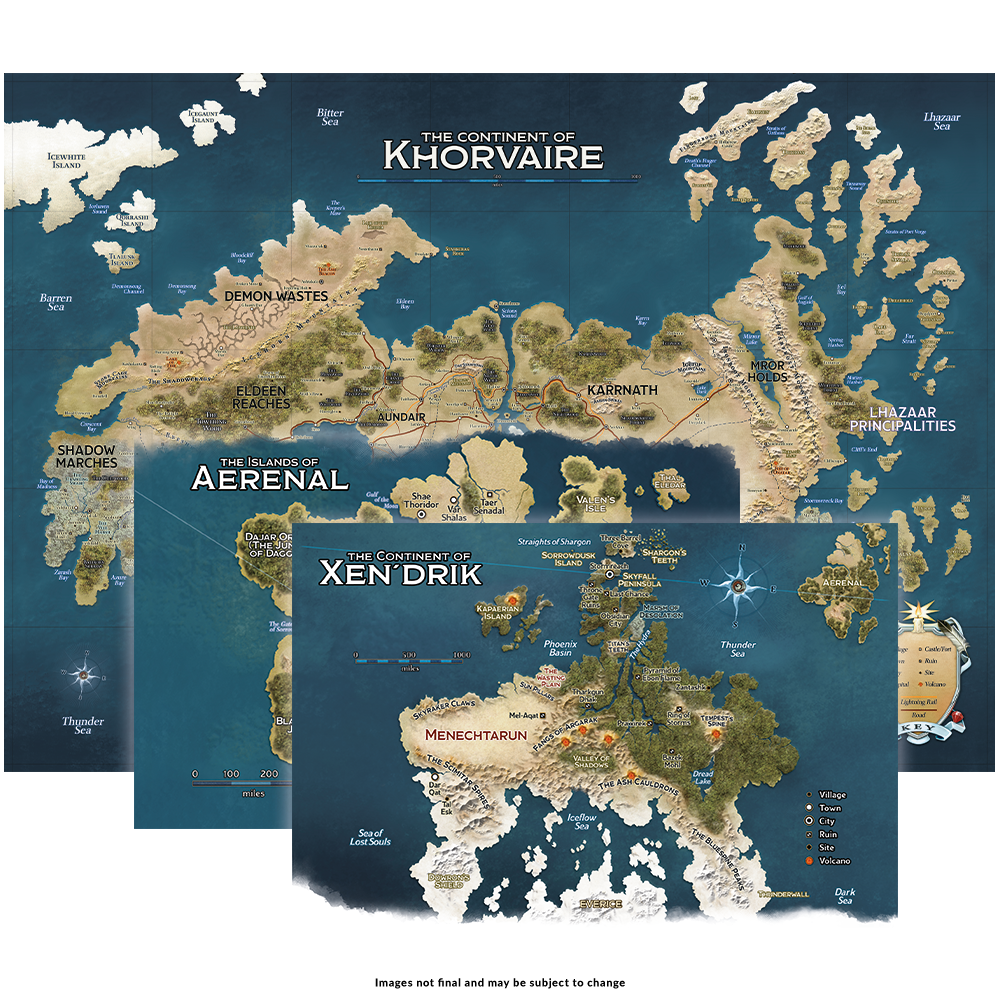 The maps of Korvaire and Xen'Drik and the Islands of Aerenal!