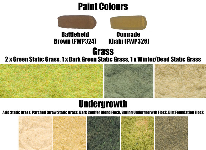 Paint Colours and Flock Used on the Woods